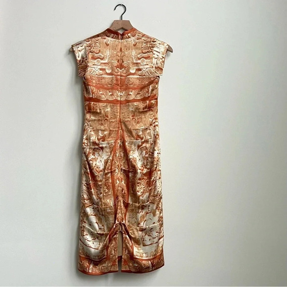 Nicole Miller Bodycon Ruched Dress Silk Baroque Vintage 90's Greek Goddess SZ 0 - Picture 12 of 16